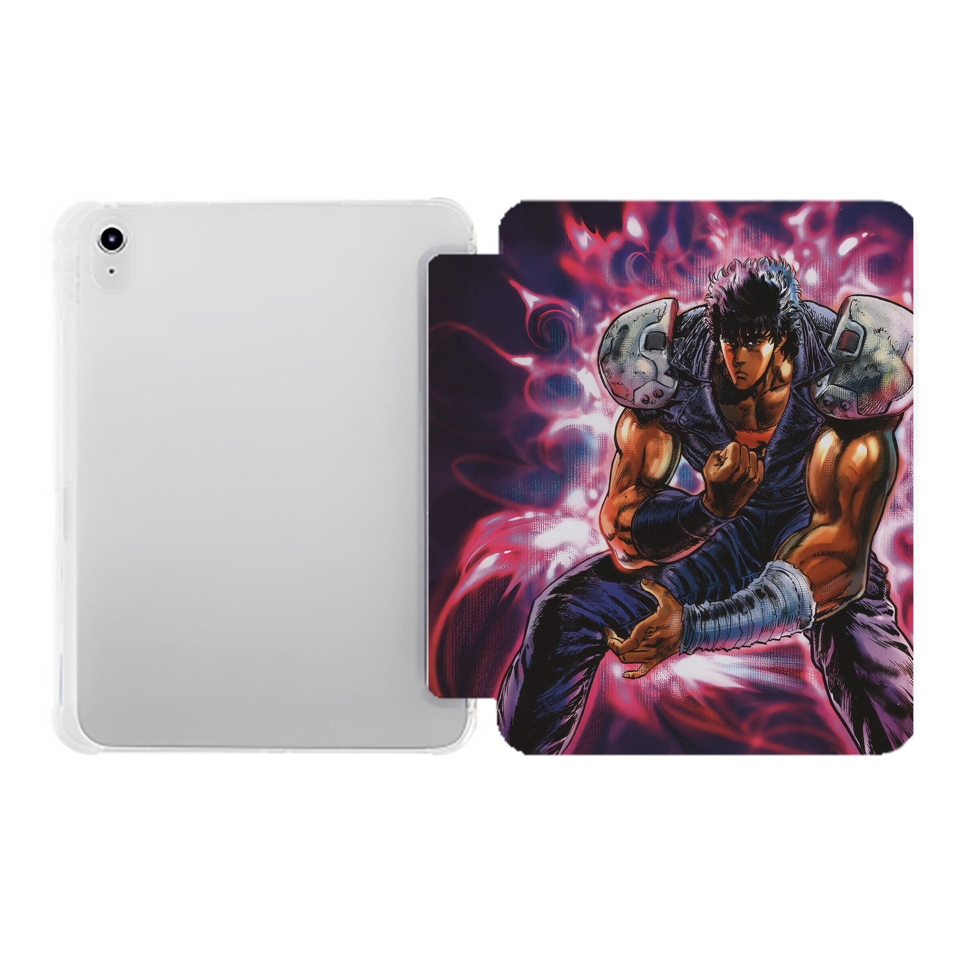 （画像用） 北斗の拳 Fist of the North Star IPad ケース ペン収納付き 三つ折りスタンド PUレザー×シリコン 対応機種9.5/10.5/10.9インチ